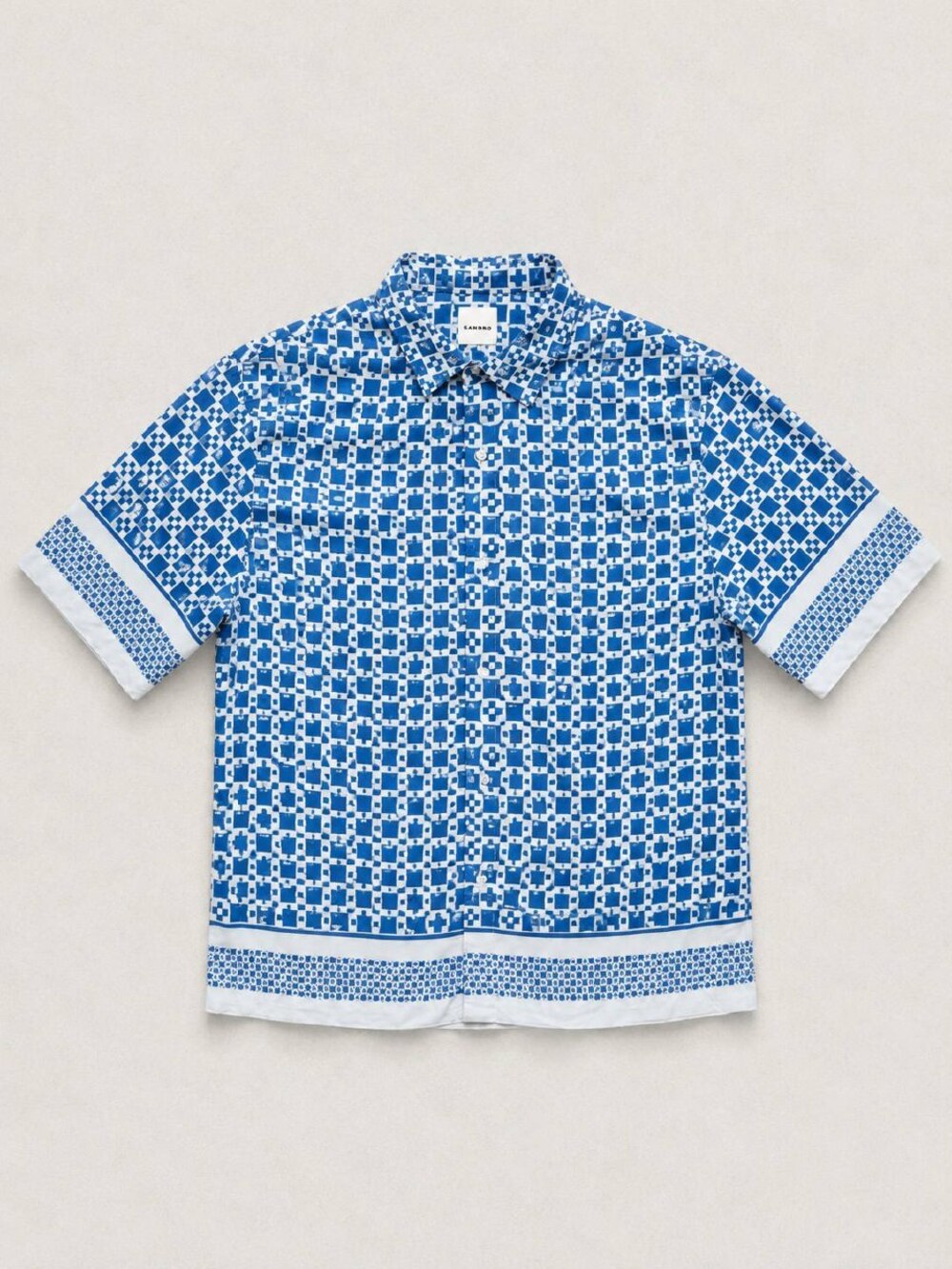 Sandro Andy Blue Viscose Monogram Camp Shirt XL